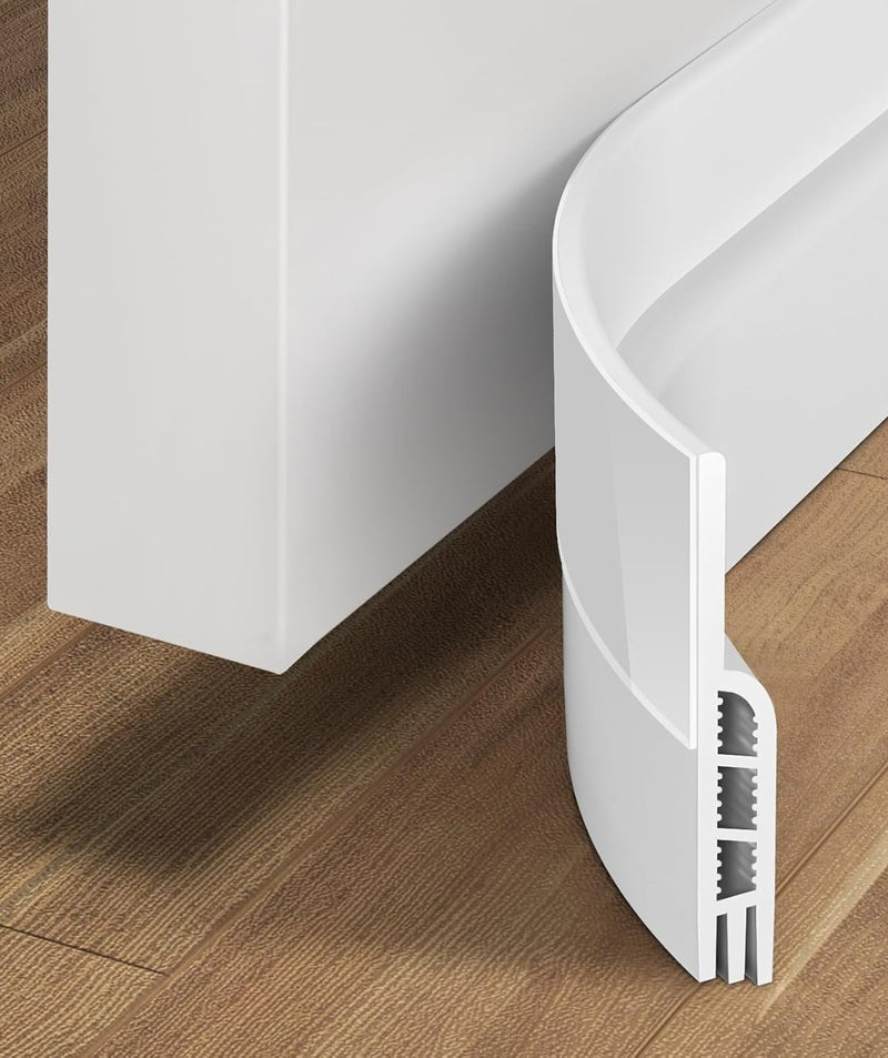 شريط مانع تسرب الباب لحجب الحشرات والهواء والغبار - لاصق ذاتي اللصق، سدادات سيليكون لسحب الباب من أسفل الباب - عازل للصوت، عازل للطقس - واقي من سحب الباب - 1 متر - أبيض - Image 1